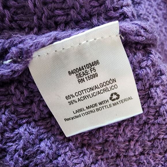 Laura Scott Cable Knit Sweater Size XL Purple V-neck Pullover Lightweight Preppy - Picture 12 of 13